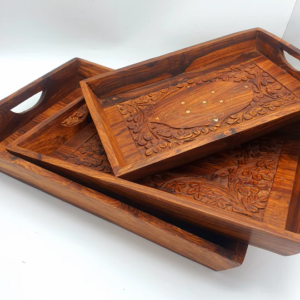 Export Quality Wooden Handi Craft Trays - Set Of 3